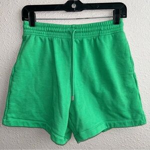 Uniqlo Green Ultra Stretch 100% Cotton Pull-on Drawstring Sweat Shorts
